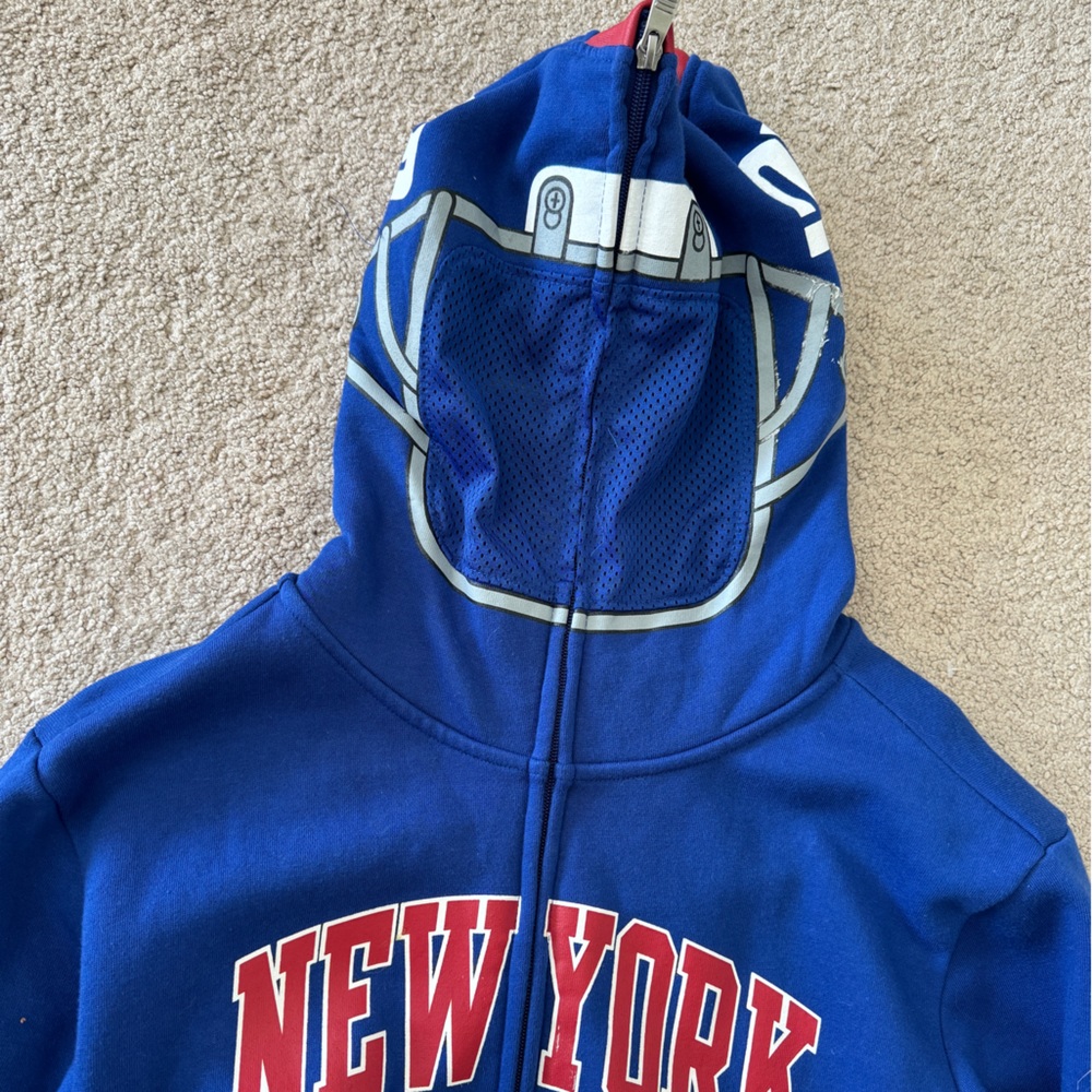 NY GIANTS Team Apparel hooded Sweatshirt Full zip covers face NWT size XL